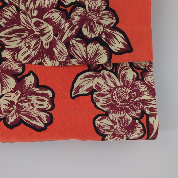 Anthropologie Maeve Salinas Floral Pencil Skirt Orange Cotton 4 Lined Slit Short - Picture 7 of 14